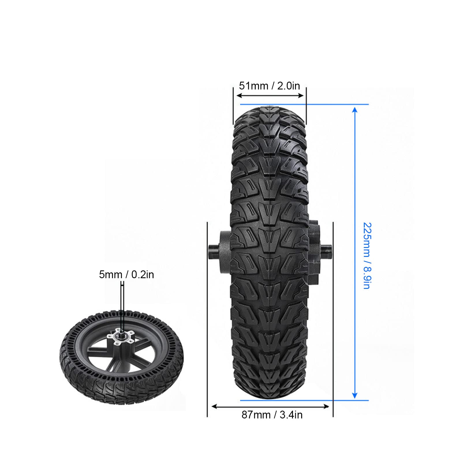 BuyWeek Roue Arrière de Trottinette Électrique pour Xiaomi M365 1S Lite Série, Pneu Solide de Roue Arrière de Scooter Électrique de 8,5 Pouces Antidérapant Résistant aux Chocs