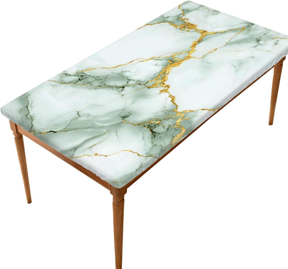 Brown Wood Modern Rectangle Fitted Table Cloth 5FT Wipeable Rectangle Tablecloth with Elastic Edge Washable Outdoor Table Cover for Kitchen Decor Dining Patio Picnic Camping 60" X 30"