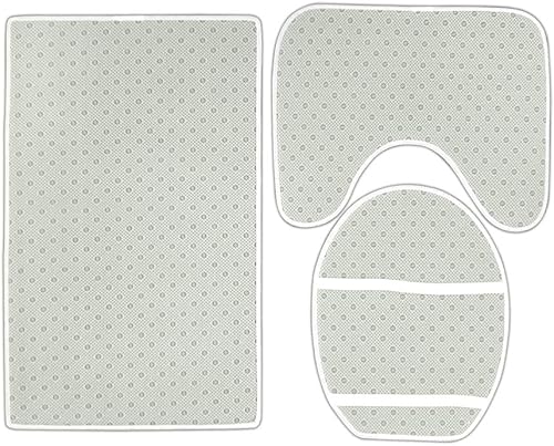 Miniatura 4 de Juego de alfombrillas de baño rústicas de granja, margaritas azules y mariposas en madera de campo, juego de tapetes de baño con alfombra de baño