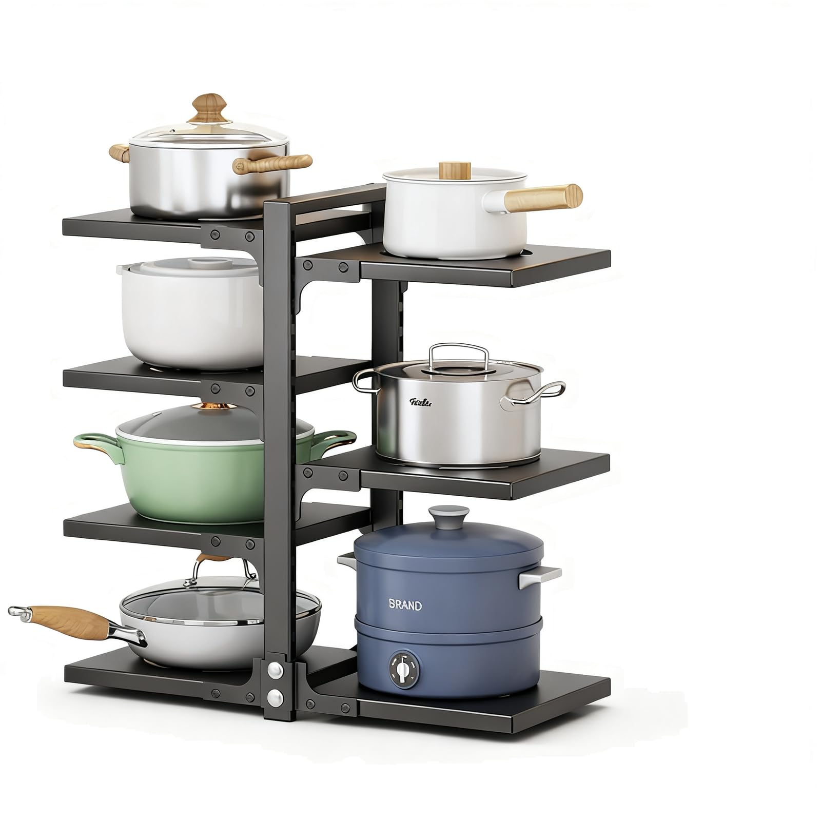 YIXANNX Heavy Duty Kitchen Cabinet Organizer With 8 Tier Pot And Pan Organizer For Pots And Pans Rack Storage Solution