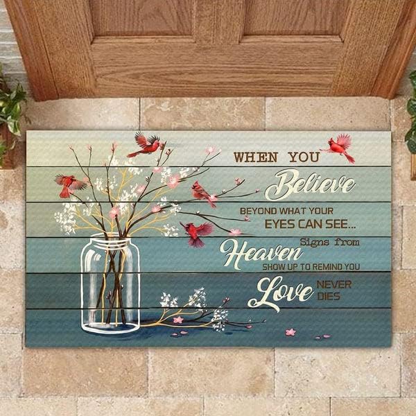 Outory Tapete conmemorativo de la pared con texto en inglés When You Believe novedoso tapete de franela con goma antideslizante decoración de