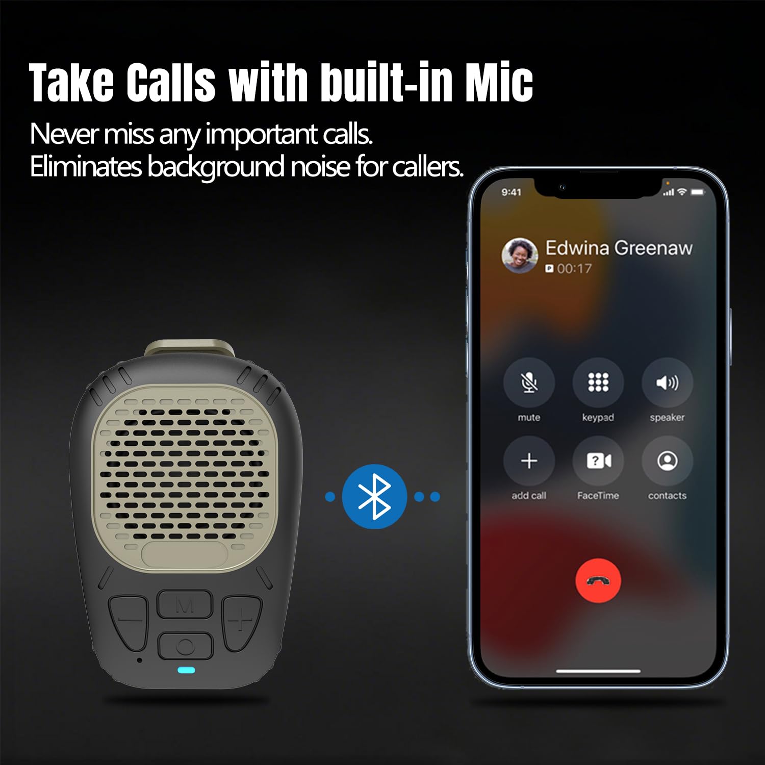 Wearable Outdoor Speaker, Clip-On Wireless Jobsite Speaker, Mini Speakers Up to 30 Hours Play time IP56 Water Resistance Built-in Mic Hands-Free Music/Calls for Working/Running/Hiking