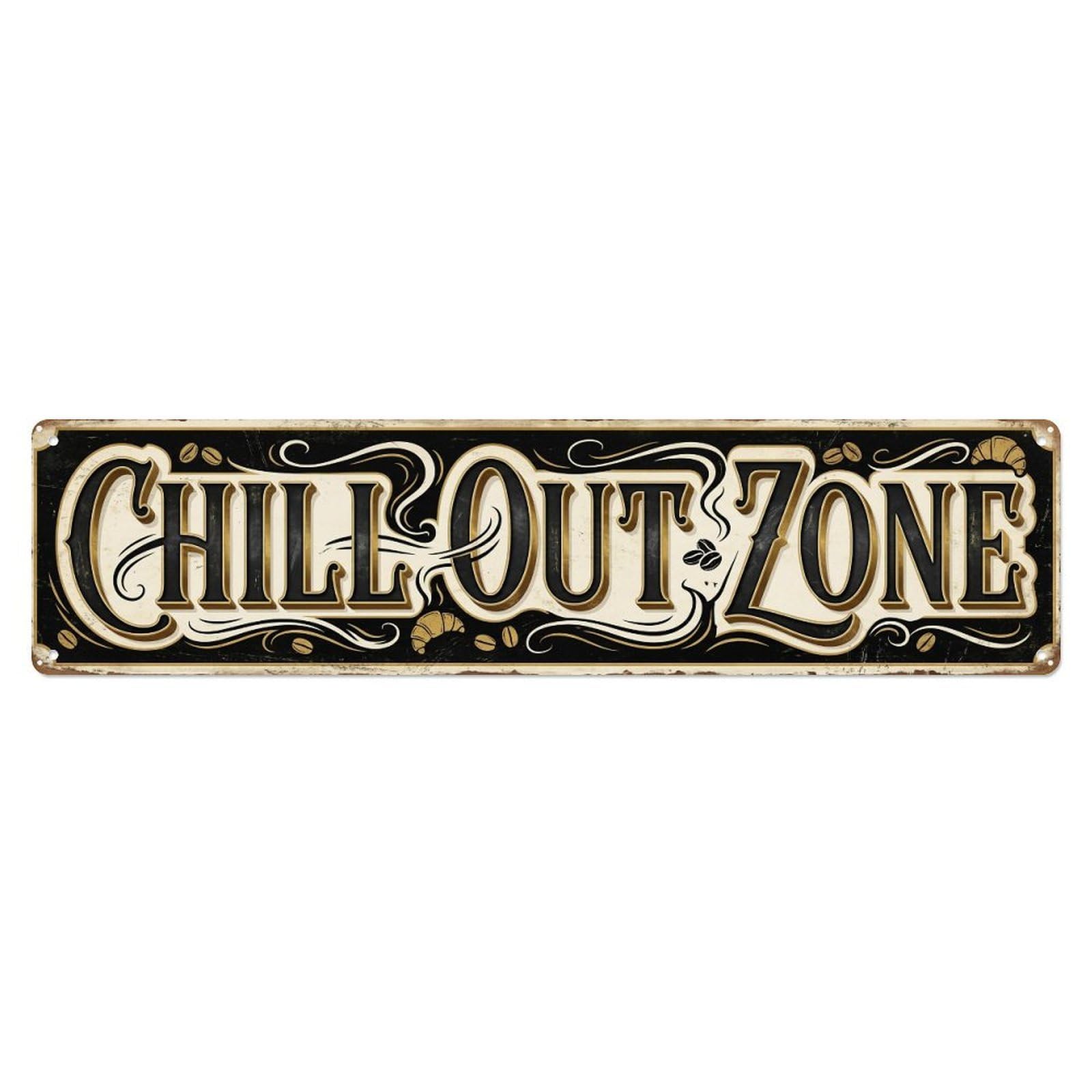 Chill Out Zone Retro Bistro Metal Tin Skinny Sign Plaque Wall Decor for Cafe, Club Bar, Office, Home Garden Metal Poster 4x16Inch