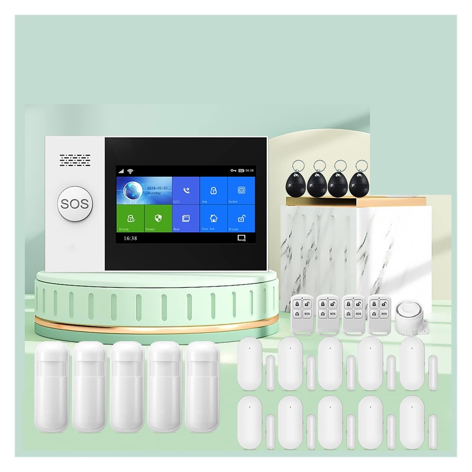 de Alarma de Seguridad for el hogar inalámbrico gsm, Detector de Humo, Alarma antirrobo con Sensor de Movimiento for la aplicación Tuya, Alarma for el hogar,Protección Antirrobo(E)
