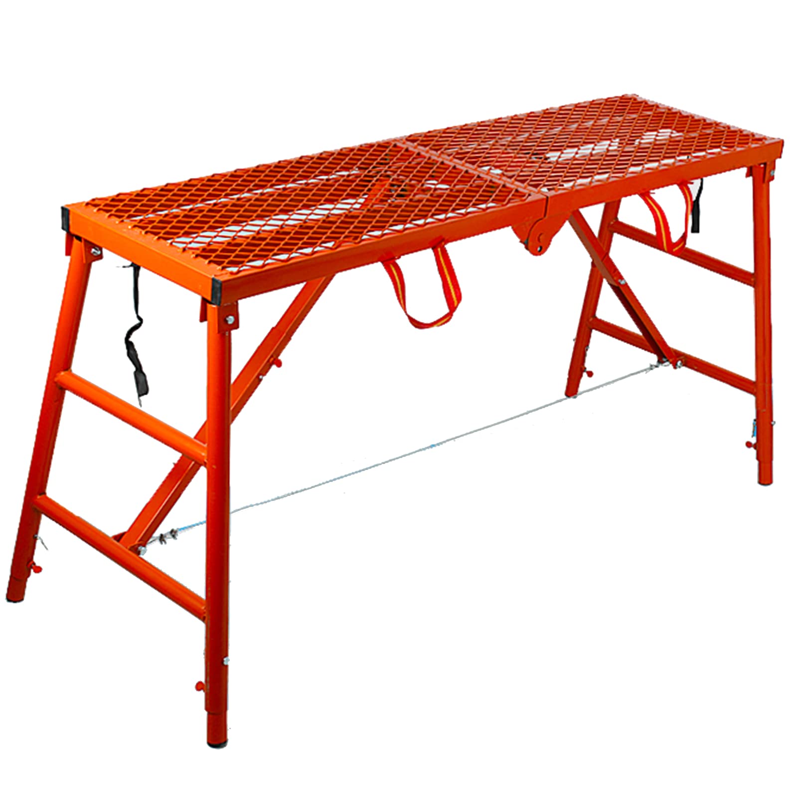 BTZHYScaffolding Portable Folding Scaffolding Orange Adjustable High 75-115cm Multipurpose Work Platform Scaffold Tower Ladder Stool 882 Lbs Load, Galvanized Steel