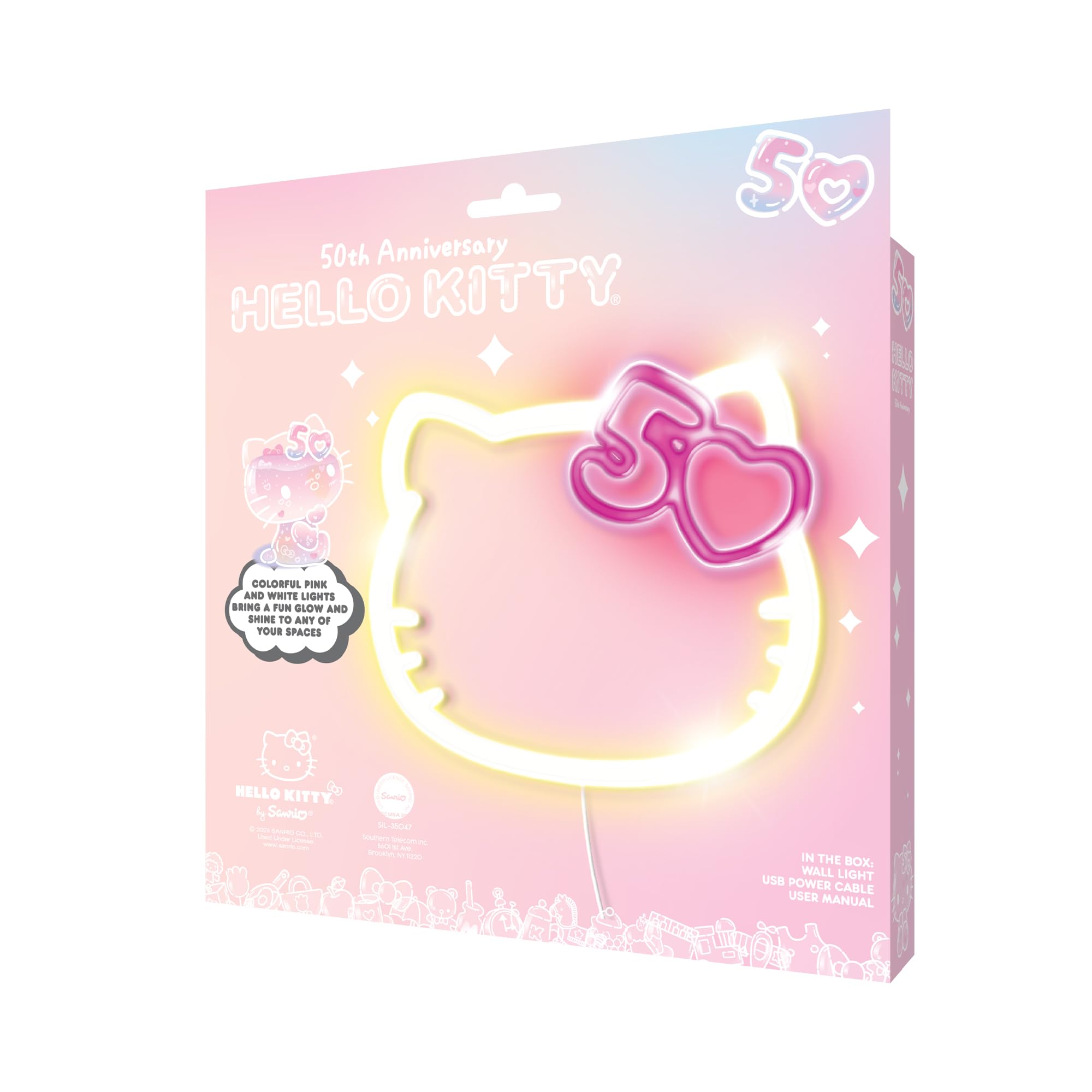 Amazon.com: Hello Kitty 50th Anniversary Light-Up Wall Decor – USB