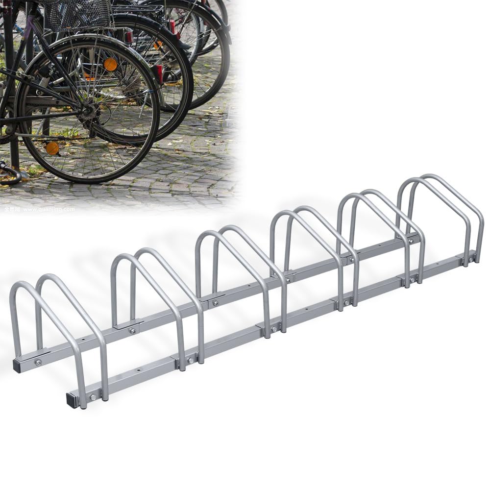 Fahrradständer Boden für 6 Fahrräder, 30cm Radabstand 35-55mm Reifenbreite rostfreier Stahl selbstsichernde Schrauben Boden oder Wandmontage Mehrfachständer Fahrradhalter Aufstellständer