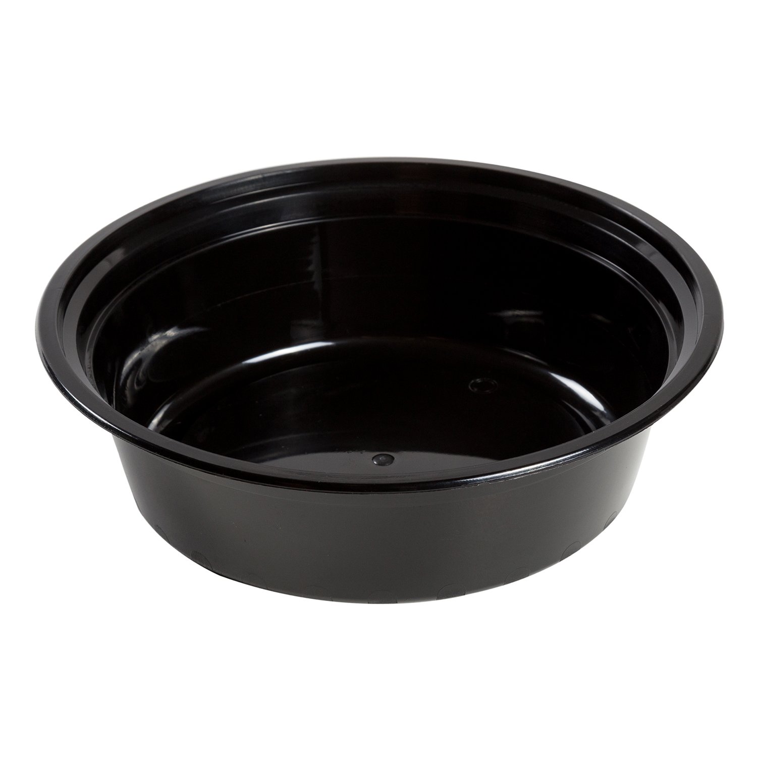 AmerCare 7" Round Black Plastic Container with Lid, 32oz. for Microwave or Freezer, Pack of 150