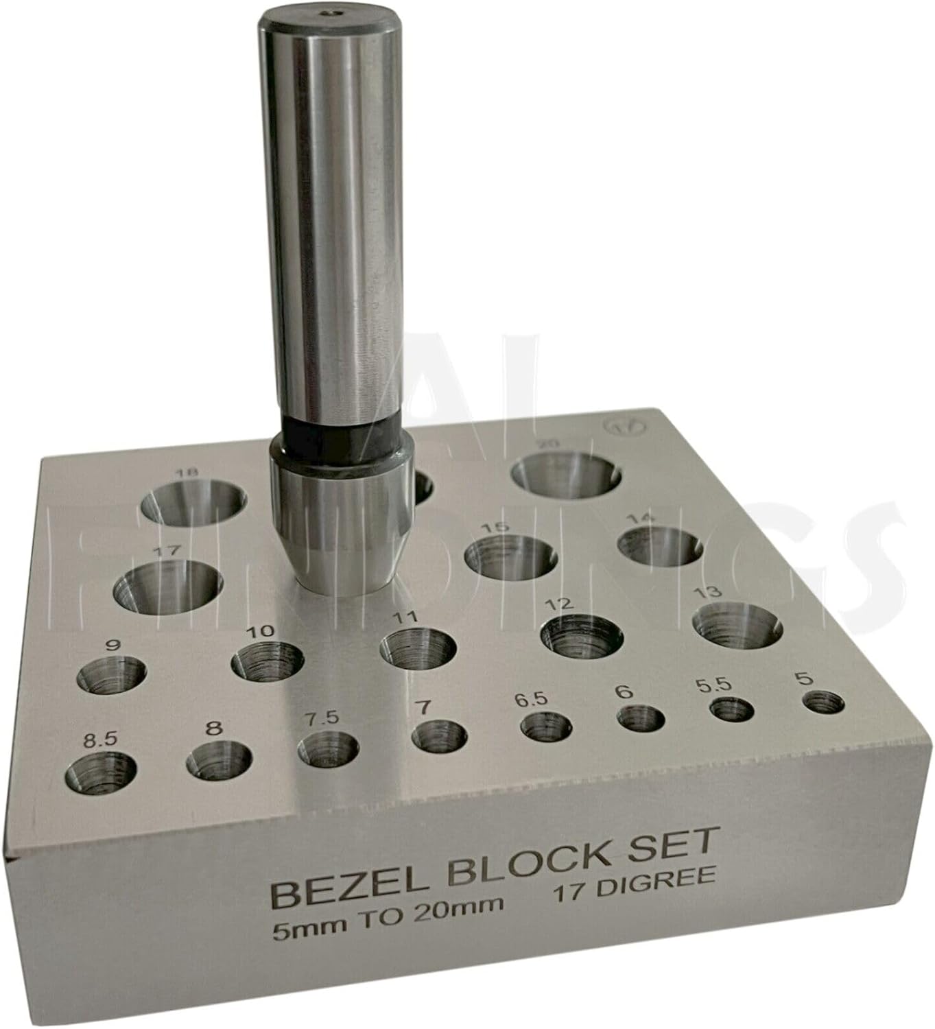 Collet Block with Round Holes Jewellers Bezel Forming Punch 17 Degrees 5mm-20mm