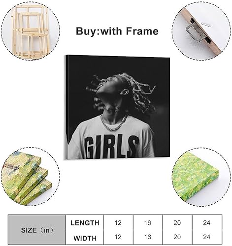 Miniatura 2 de SoFaygo BABYJACK - Póster de lienzo decorativo para pared, para sala de estar, dormitorio, estilo marco, 12 x 12 pulgadas (11.8 x 11.8 in)