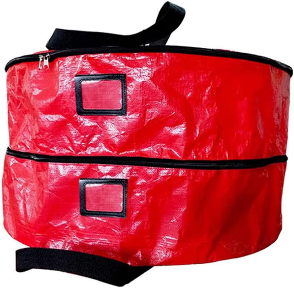 Christmas Wreath Storage Bag Double Layer Large Capacity Wreath Storage Container Box with Dual Zippers and Handles for Holiday Decorations PE Material 76x38cm
