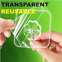 Vista 6 de 40pcs Heavy Duty Adhesive Hooks for Damage-Free Hanging - Transparent Plastic Hangers for Ceilings and Walls