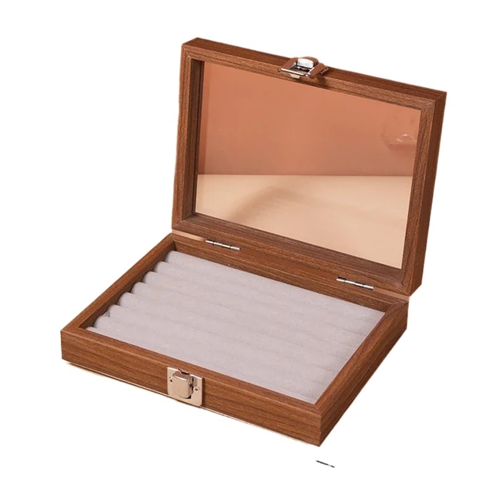 NIUSABOU Wood Jewellery Organiser, Lidded Black Walnut Wood Grain Storage Box for Bracele Earr Necklace Accessories(Color2)