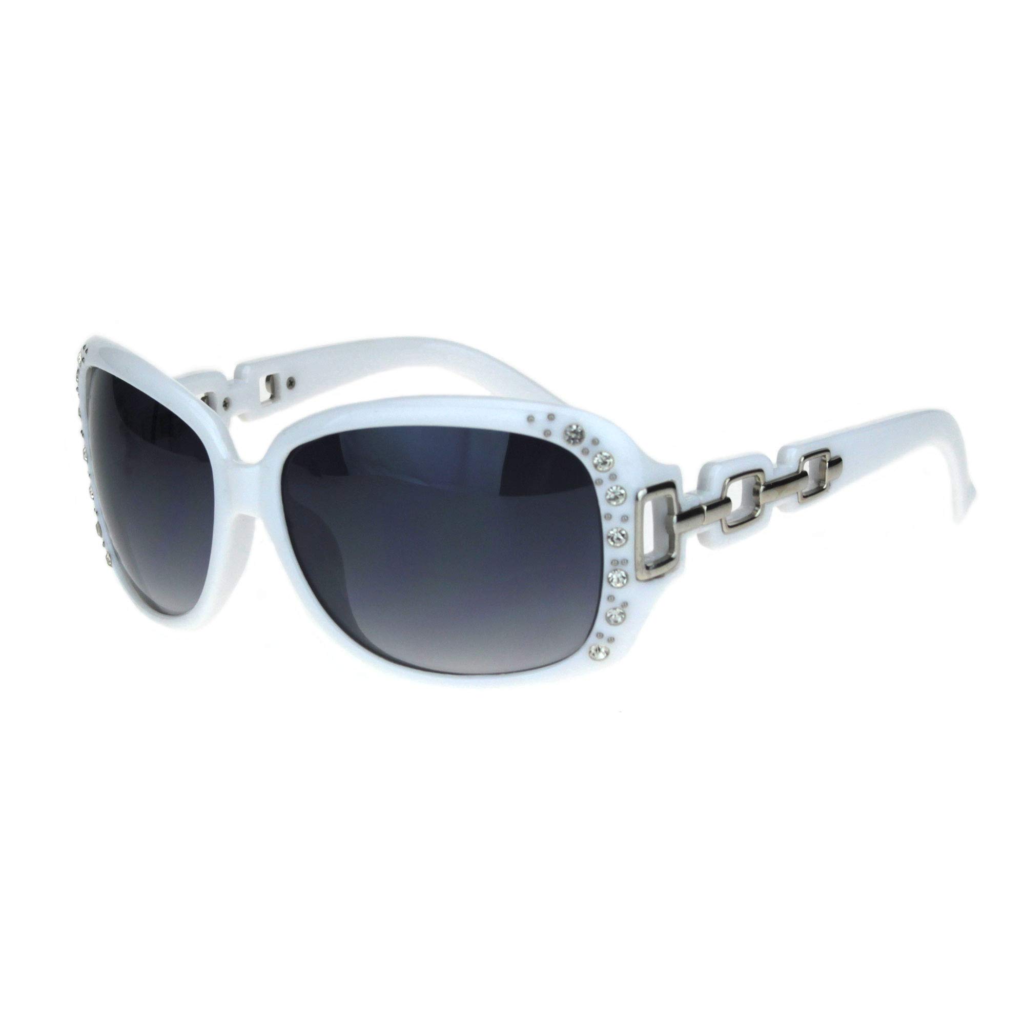SA106SA106 Womens Oversized Rectangular Rhinestone Encrusted Chain Arm Fashion Sunglasses