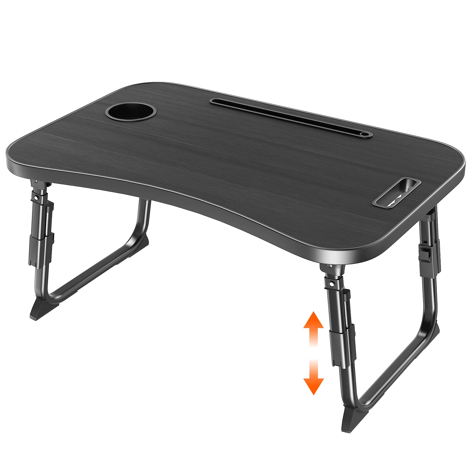Ronistar Black Laptop Desk, Laptop Bed Table With Cup Slot, Reading Holder Notebook Stand Breakfast Tray Book Holder For Sofa, Terrace, Balcony