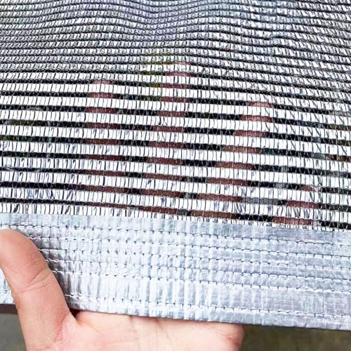 AJTXCSFOQL Schattiernetz Aluminium Sonnensegel, Reflektierendes Aluminiumfolie, 55-65% UV-beständig, Sonnenschutz Alunetz Schattierungsnetz für Auto, Hunde, Gewächshaus, Garten, Pergola(4 x 9m)