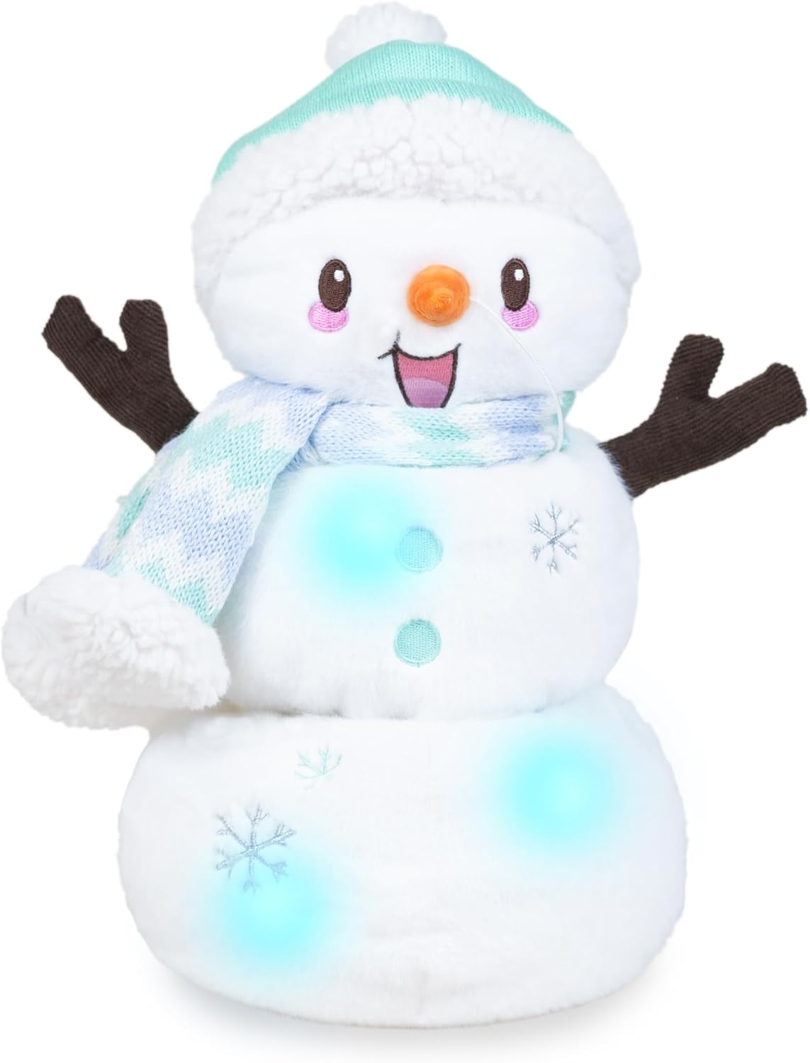 Cuddle Barn - Snowfrost The Snowman | Animated Dancing Light-up Christmas Snowman Plush Toy Activated by Carrot Nose Sings Winter Wonderland, 12 inches