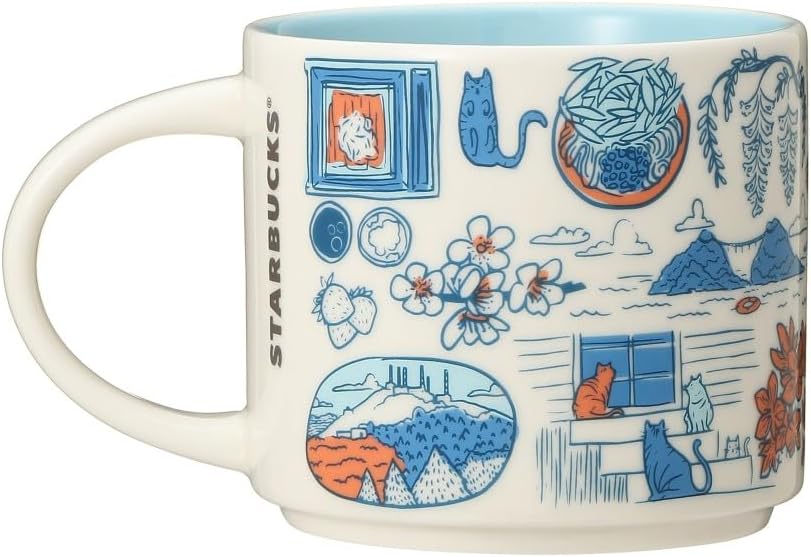 Starbucks 2021 Fukuoka Been There Series 14.0 fl oz (414 ml), Regular Size, Blue