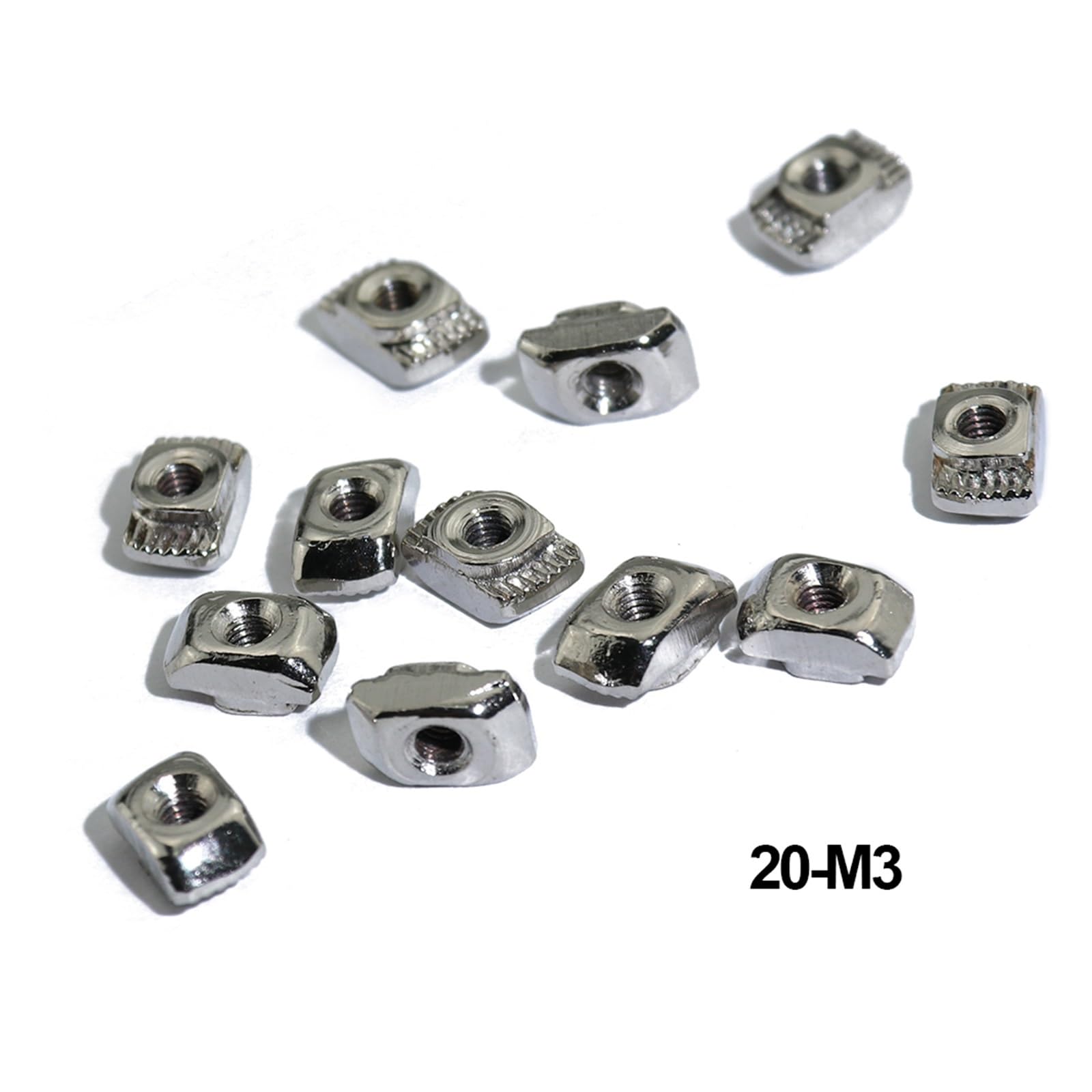 GRFIT 100 Uds 50 Uds M3 M4 M5 tuerca en T niquelada cabeza de martillo tuerca de fijación for perfil de extrusión de aluminio 2020 serie 1515 ranura 6mm (Size : Kits-2 Ball Nut)