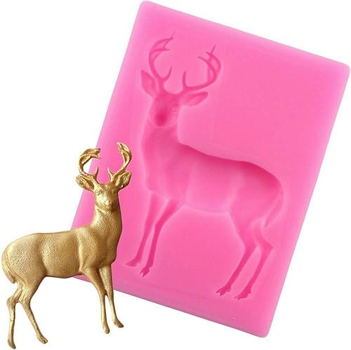 ausuky Molde de forma de ciervo de Navidad 3D Craft Jabón Silicona Fondant Cake Decoración Molde