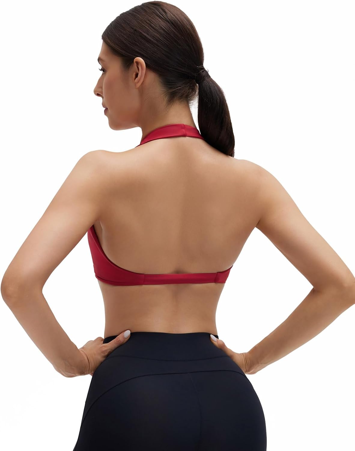 SUUKSESS Women Workout Padded Halter Sports Bras Yoga Twist Deep V Crop Tank Tops