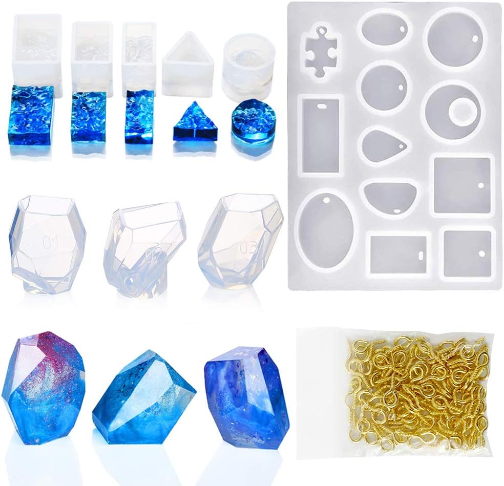 Epoxy Resin Silicone Molds, Resin Casting Mold for Gem, Crystal, Diamond, Jewelry Making, Necklace Pendant, Large and Small Resin Molds (#1)