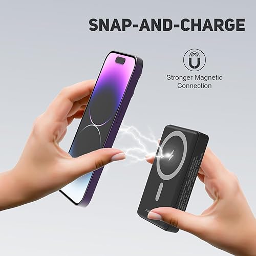 Miniatura 3 de Cargador portátil magnético de 5000 mAh, banco de energía portátil inalámbrico con enchufe de CA, batería compatible con Magsafe, iPhone 16/16
