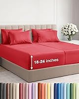 Vista 138 de Juego de sábanas de tamaño California king, transpirables, refrescantes, con esquinas extraprofundas de 18-24 pulgadas, de ajuste fácil