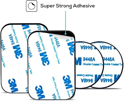 Miniatura 3 de Placa de metal para soporte magnético de teléfono, paquete de 4 discos universales de metal negro ultrafino con adhesivo 3M fuerte, kit de