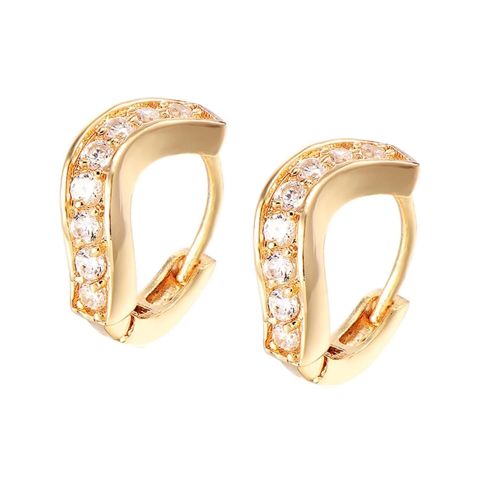 AMDXD Pendientes de aro para mujer de oro amarillo 585 de 14 quilates con moissanita, pendientes de aro de oro Au585 para mujer pequeños
