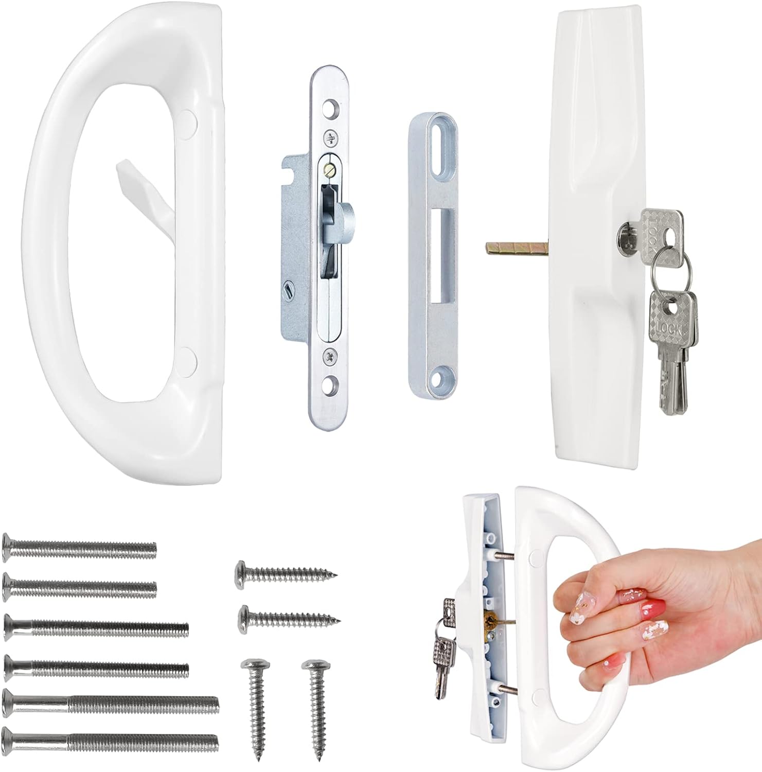 Patio Sliding Door Handle Set with Mortise Lock, Perfect Replacement