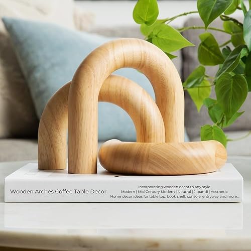 3-Piece Natural Arches Home Decor Set – Aesthetic Shelf Objects,