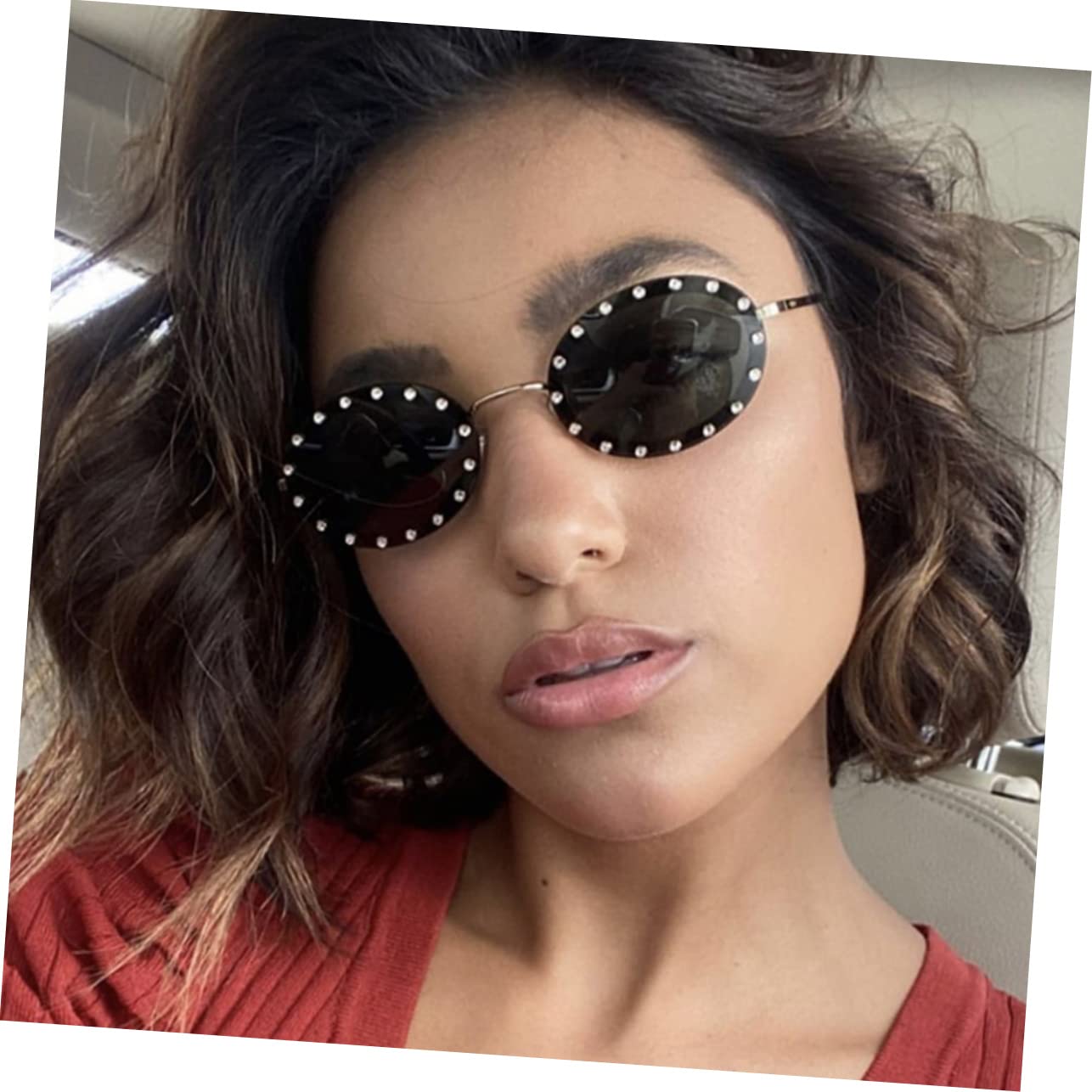 Healvian 4 Pezzi Occhiali Sole Retro Ovali con Montatura Chic per Uv per Speciali