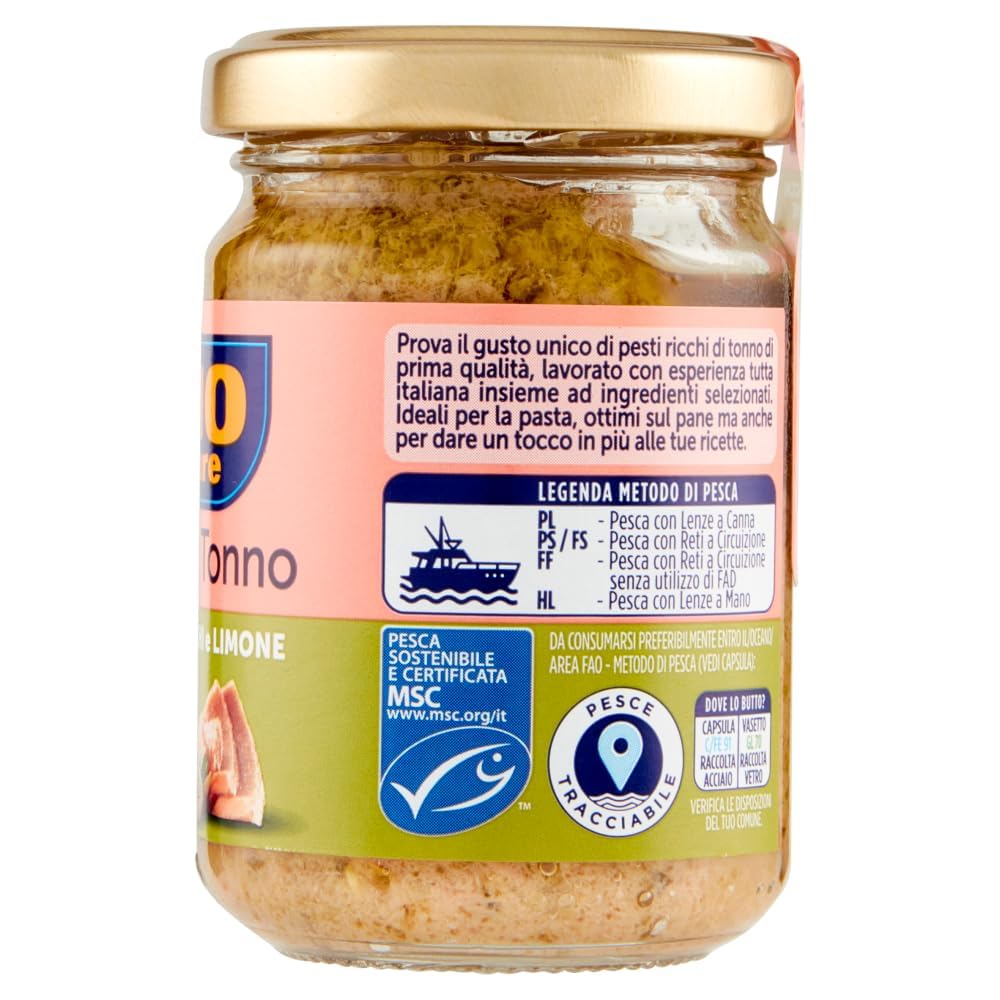 8 X Rio Mare Pesto al Tonno con Pistacchi e Limone, salsa di tonno con pistacchi e limone 130 g + portachiavi Beni Culinari gratuito