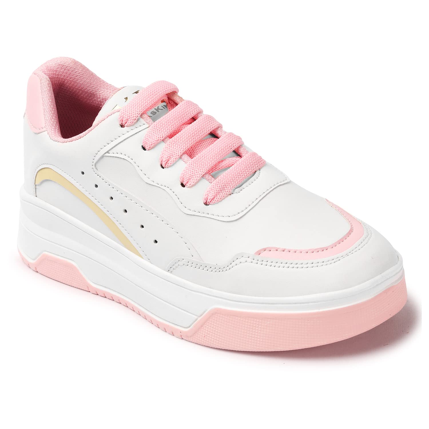 PrasKing Womens Stylish Trendy Casual Sneaker Shoes Lightweight Soft & Comfortable Lace-Up Shoes for Womens & Girls Pink (B0BYDSG8LF) Amazon Price History, Amazon Price Tracker