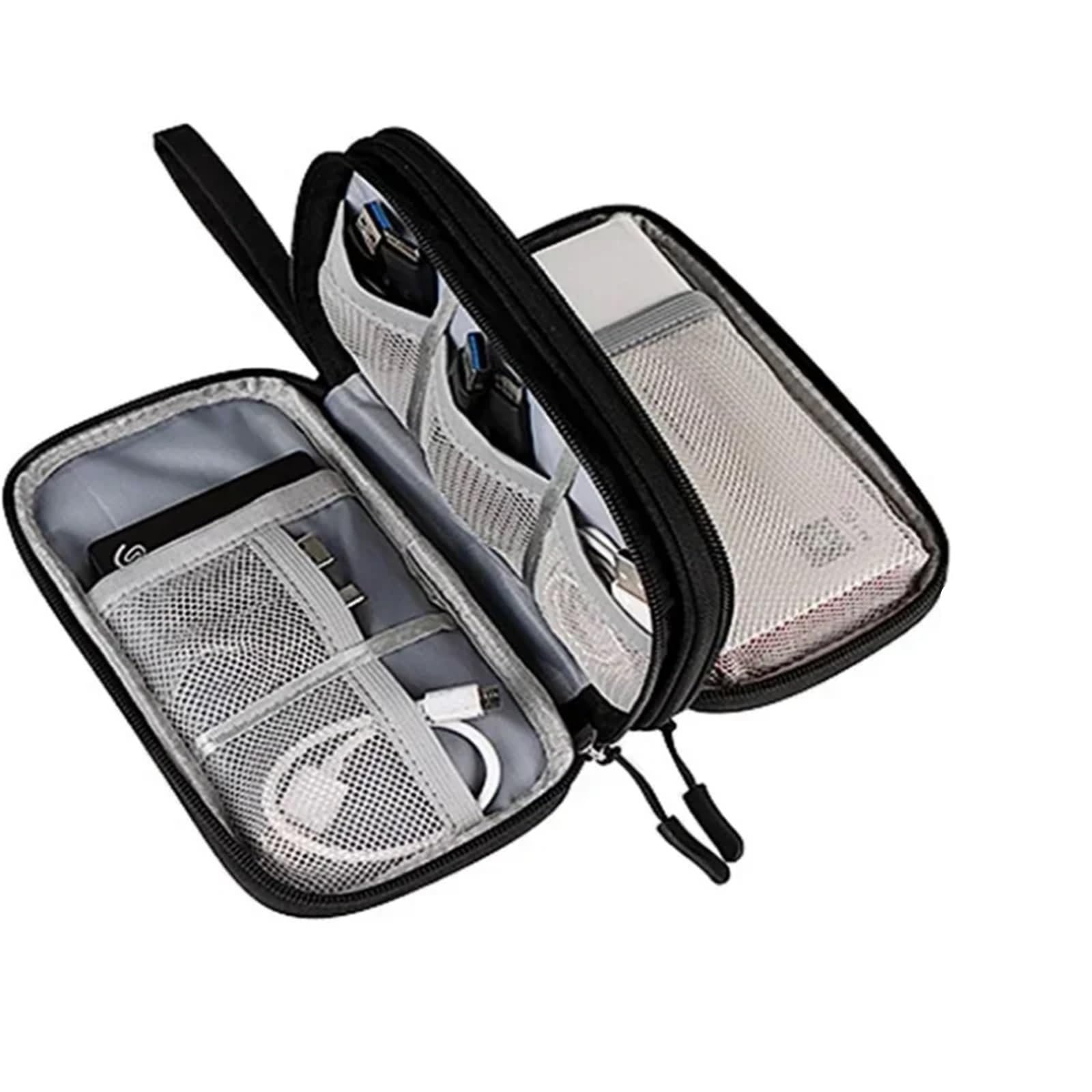 Borsa da viaggio for cavi, 2 pezzi, custodia portatile for archiviazione digitale, caricabatterie, dati Per Cavi(Pink)