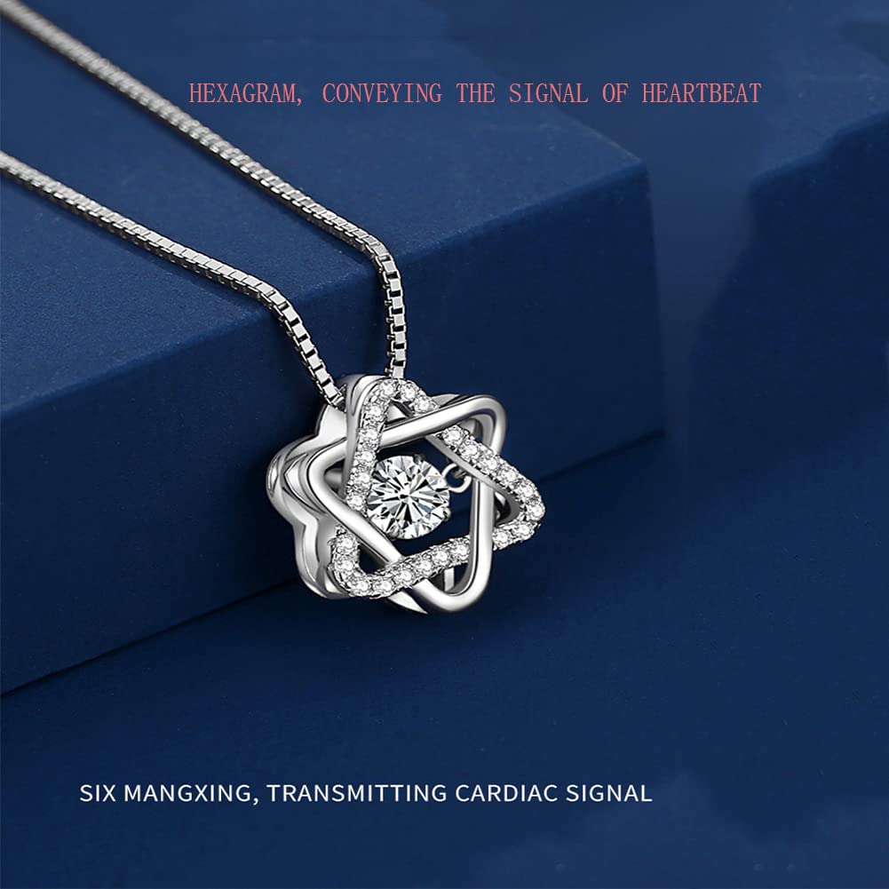 Damska gwiazda David David Necklace, mody srebrny David/heksagram cyrkonia wisiorka prezent biżuterii, rocznica Dzień Matki Rose złoto/srebrne, srebrne