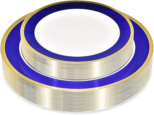 Stock Your Home 50 platos desechables, vajilla de plástico resistente para bodas, fiestas de cumpleaños, vacaciones, baby shower, incluye 25 platos