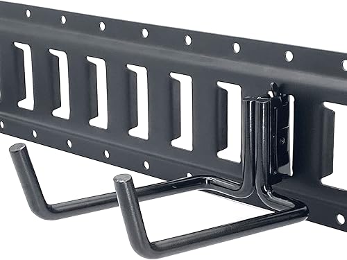 Miniatura 4 de E-Track - Paquete de 2 ganchos para pala resistentes para almacenar herramientas de mango largo, gancho en J doble para herramientas de acero