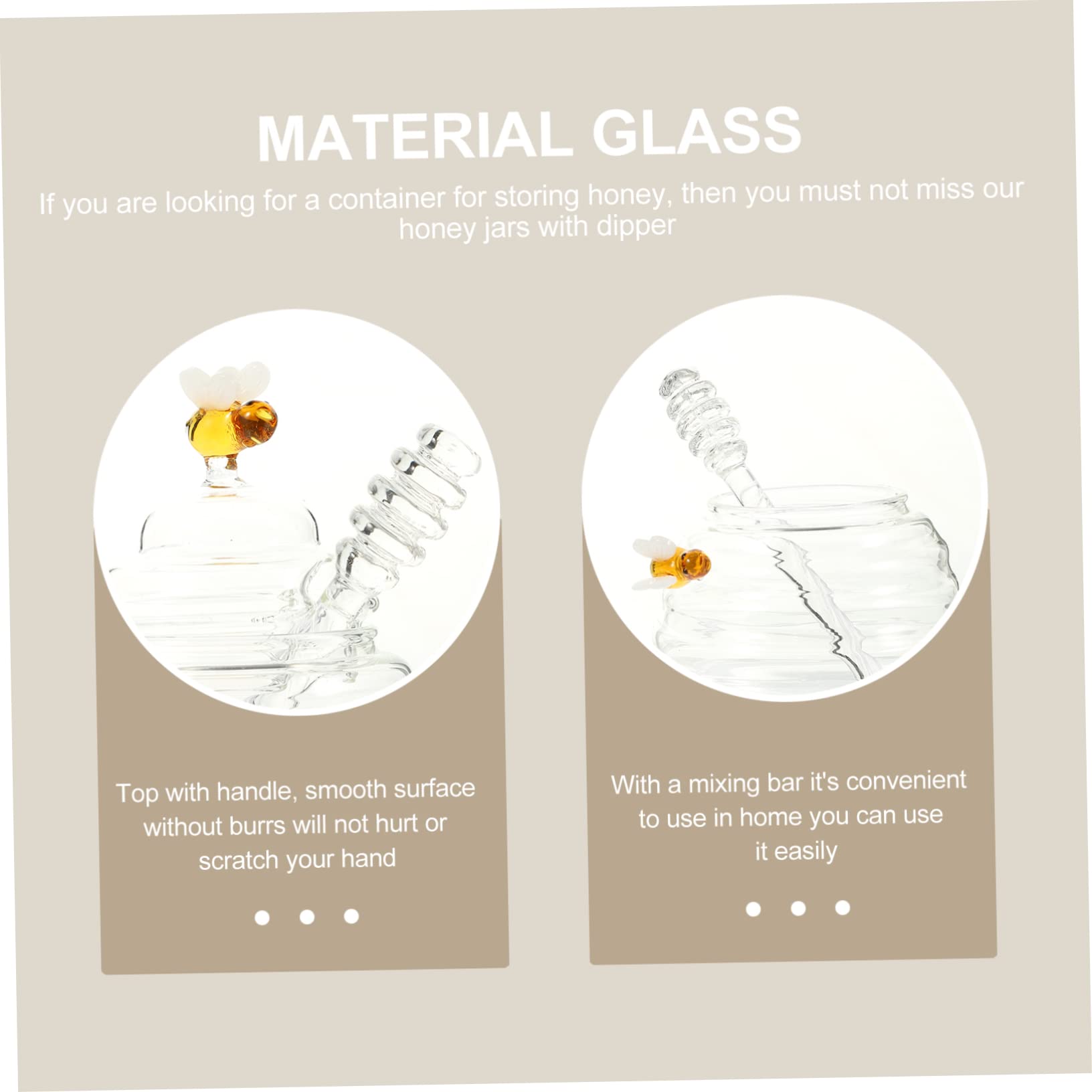 GLEAVI Glass Honey Pot Decor Kitchen Honey Storage Jar Syrup Dispenser Dipper