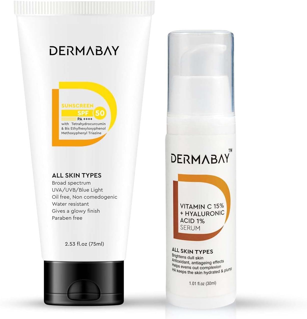 Dermabay Glow And Protect Combo of Sunscreen SPF 50, PA++++ and Vitamin C for a radiant, healthy complexion