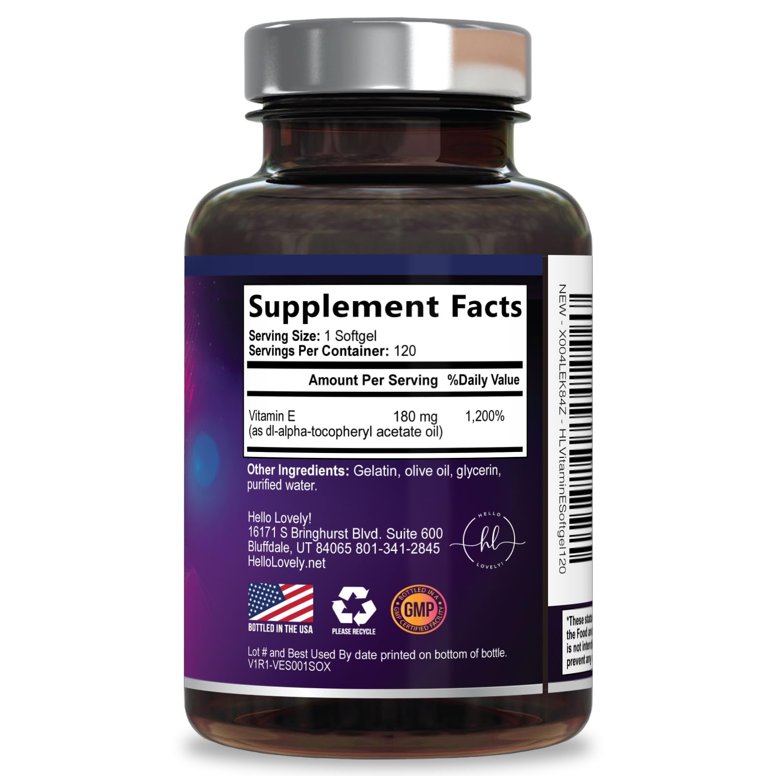 Vitamin E - 180 mg (400 IU) - Daily Beauty & Immune Support Supplement - DL-Alpha VitaminE with Antioxidants Supports Healthy Skin & Hair - Easily Absorbed, Gluten Free, Bottled in USA - 120 Softgels — Amazon image 9