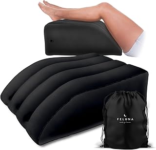 Feluna Ergo Keilkissen & Venen-Kissen zum Schlafen und Rückenentlasten; Orthopädisches Rückenentlastungskissen, Beinkissen & Beinstützkissen zur Linderung von Schmerzen und Heilung (Schwarz)