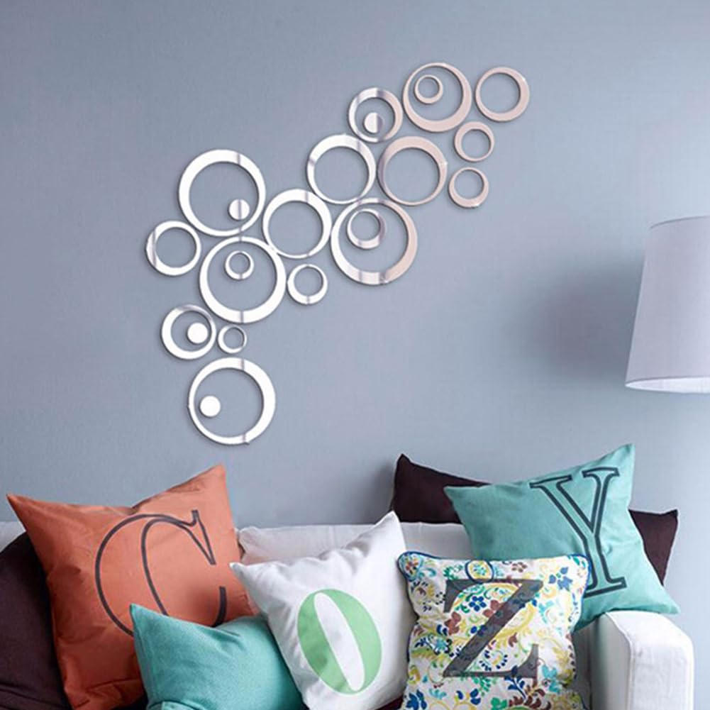 3D Adesivo da Parete Fiori Specchio DIY Adesivi Murali Acrilico Forma di Fiore Riflettente Adesivi Carta da Pareti Arte Decorativo per Camera da Letto Soggiorno Divano(Argento XS: 40cm * 60cm