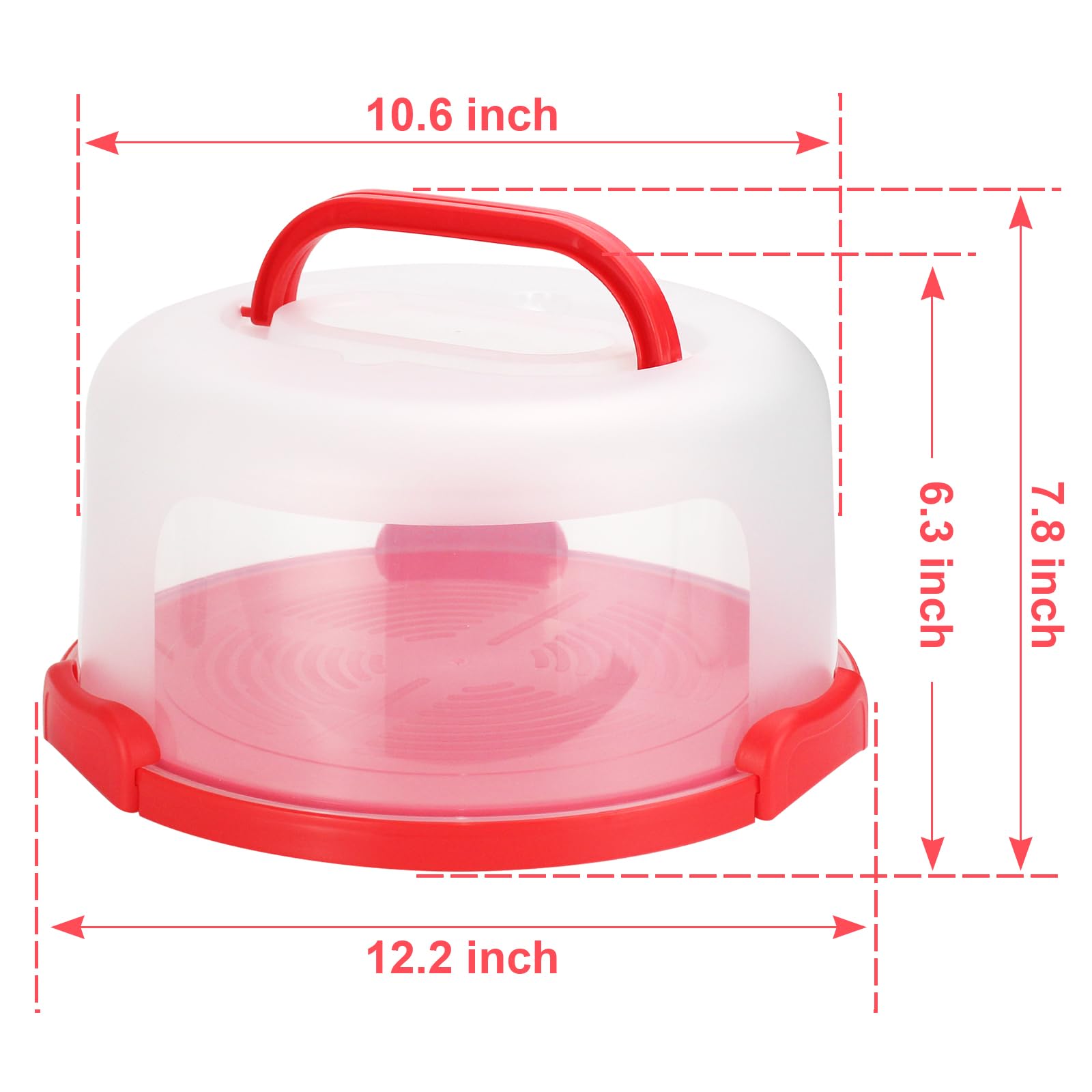 Soporte para tartas con tapa y asa, se adapta a soporte para tartas de 10 pulgadas con tapa, contenedor de almacenamiento de transporte de pasteles, soporte para tartas con tapas, 3 cierres