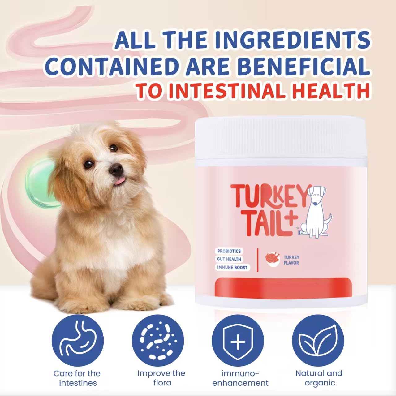 Fungo della coda di tacchino per cani – per intestino, pelle, con supporto immunitario per lipomi, grumi e protuberanze - Vitamine per animali domestici