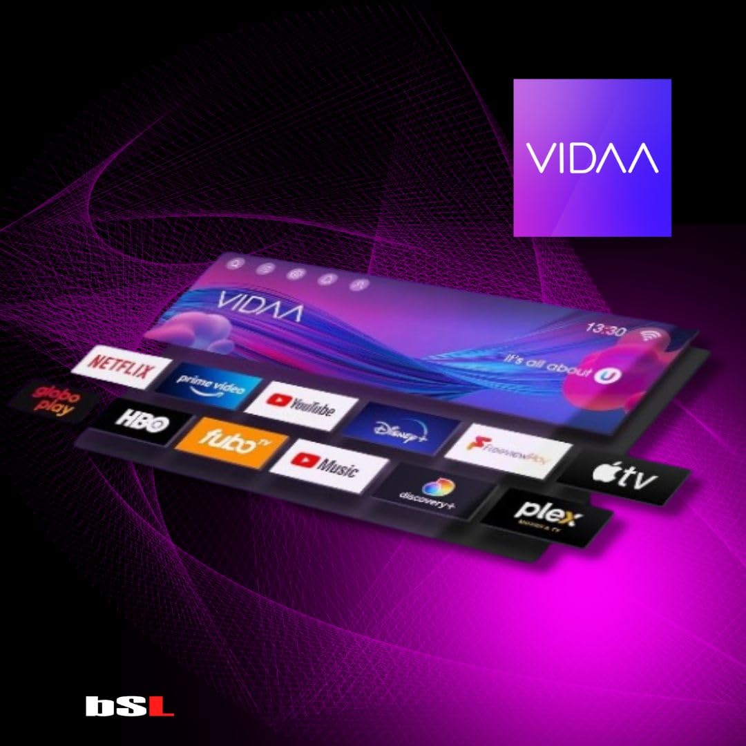 BSL-40T2SV VIDAA Smart TV 40 Pulgadas | WiFi | RJ45 | Resolución Full HD 1920X1080p | USB | DVBT2/S2 y Ci | Compatible con Youtube, Netflix, Disney +, Dazn, Prime | HDMI