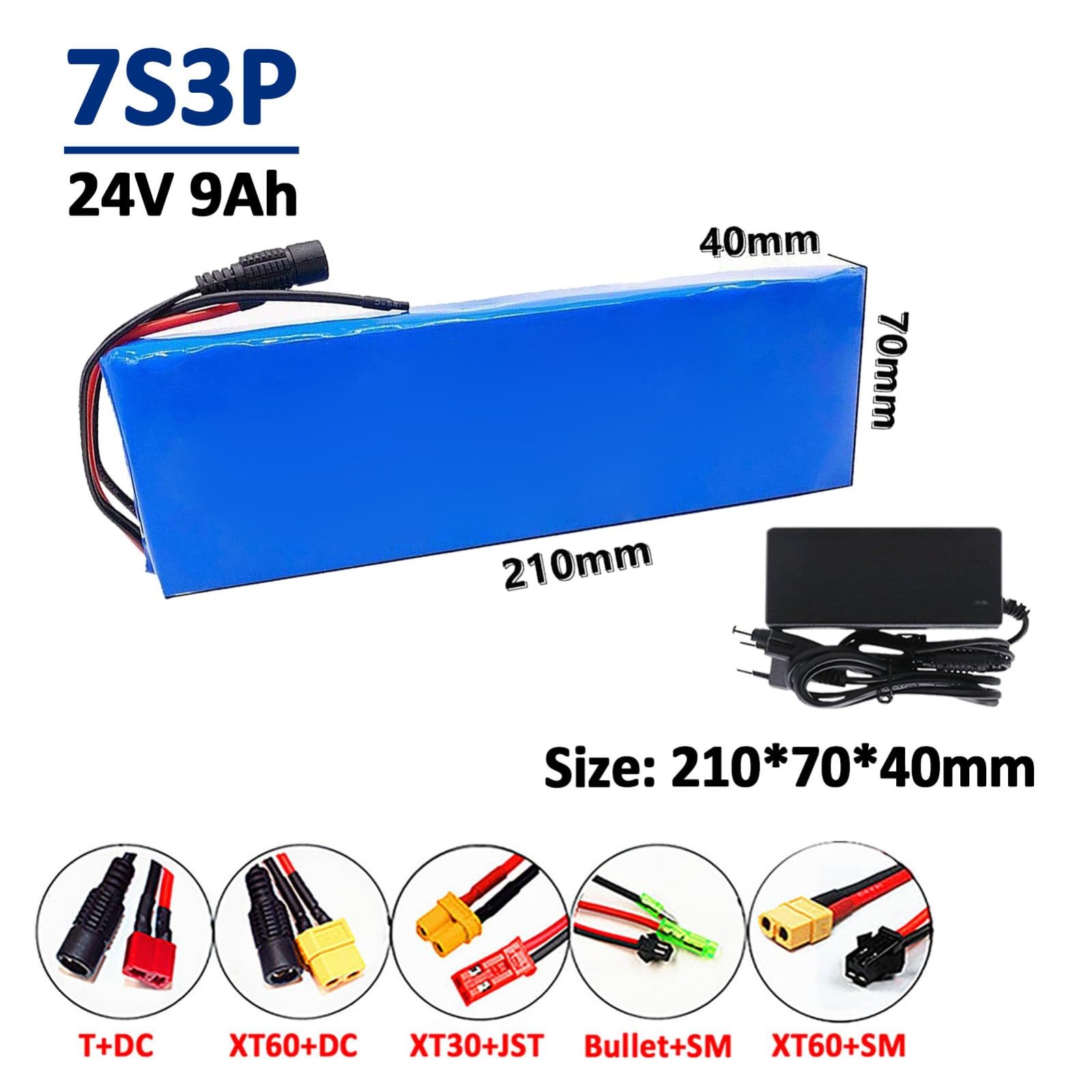 Batteria Ricaricabile Al Litio Da 24V 9Ah, Batteria Di Ricambio Agli Ioni Di Litio 7S3P Con Caricabatterie Per Bici Senza Pedali, Biciclette Elettriche, Monopattini