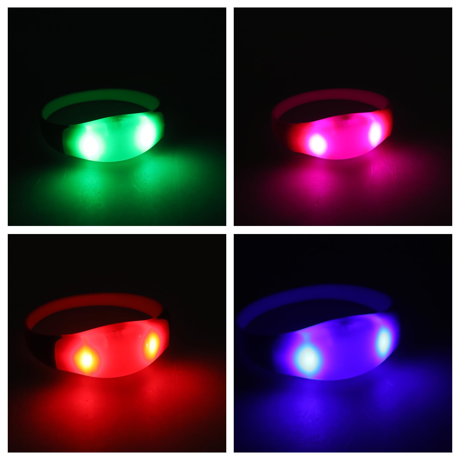 PANGBOER 10 Braccialetti luminosi a LED Multicolori Braccialetti in silicone luminosi Braccialetti attivazione vocale Accessori per concerti Braccialetti per feste compleanno