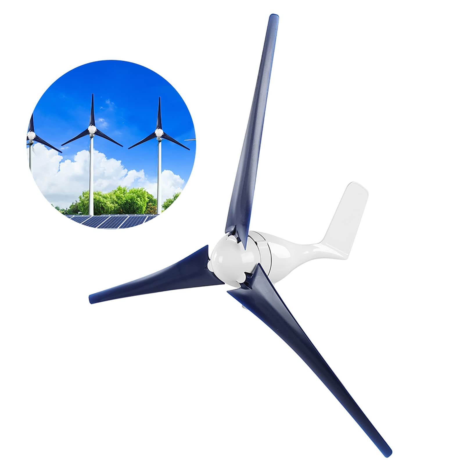 Cocoarm Kit de Generador de Turbinas Eólicas de 200 W, Aerogenerador de Plástico de Aleación con Controlador, Salida de 3 Palas 12 24 48 V, Generador PM Trifásico, para Barcos, Cabinas, Terrazas,